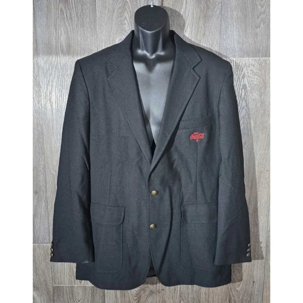 RMC Regent Blazer Coca-Cola Employee Uniform Black Gold Button Men's 42L Vintage
